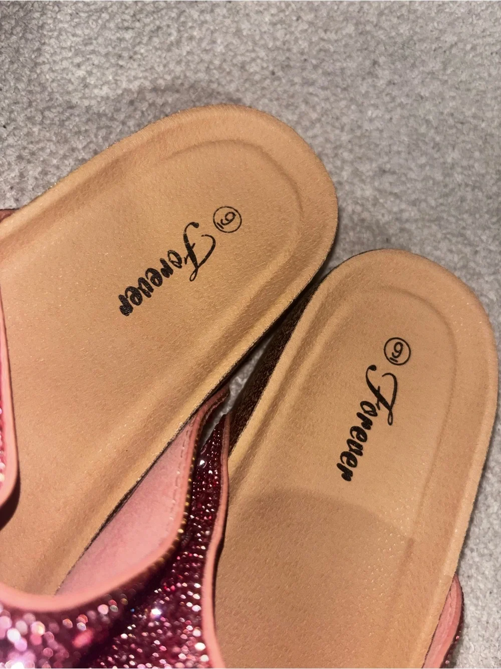 Sparkling Pink Double-Buckle Slide Sandals